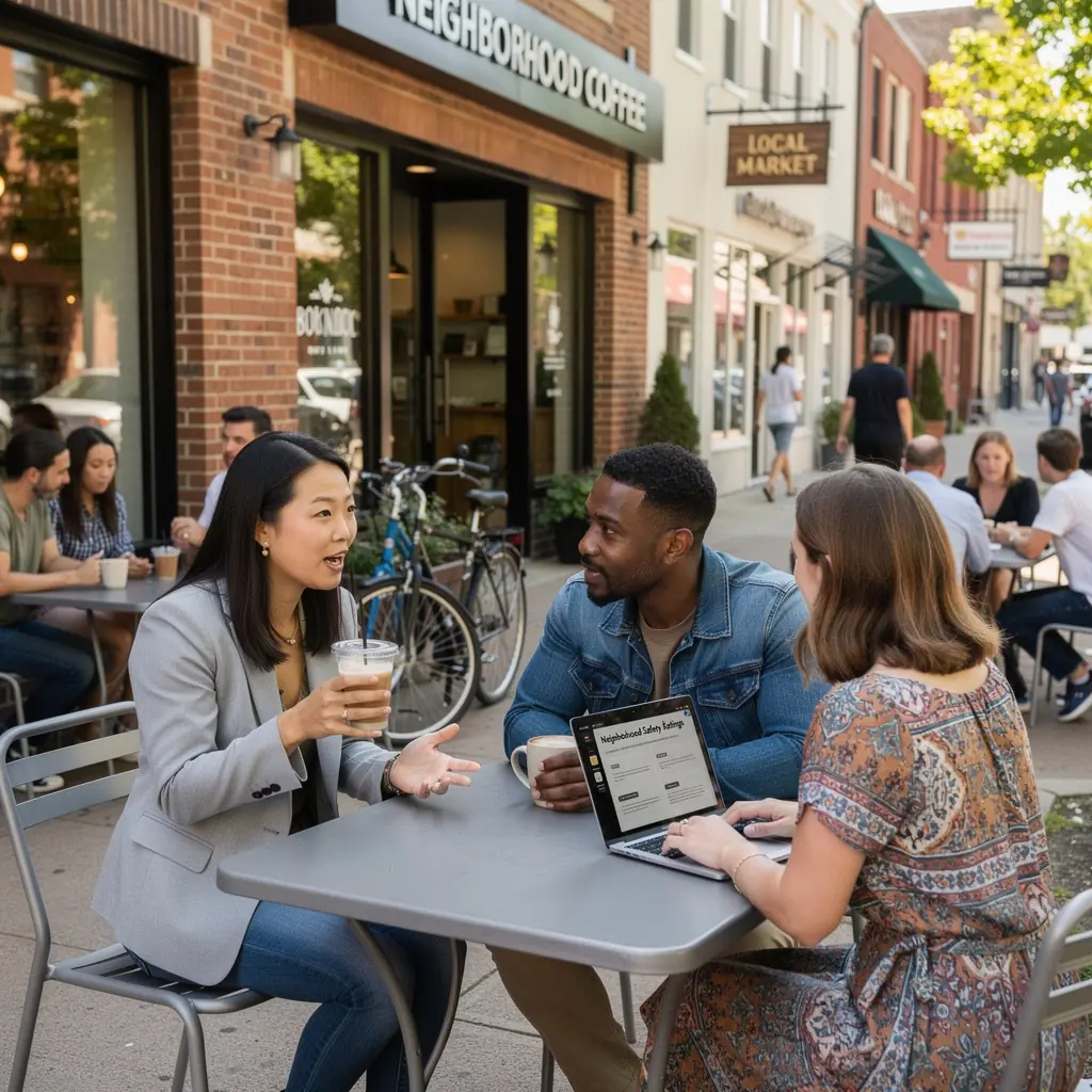 Mapa okolicy z zaznaczonymi bezpiecznymi strefami.