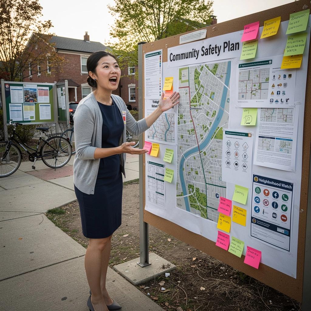 Rodzina oglądająca mieszkanie z agentem nieruchomości w bezpiecznej lokalizacji.